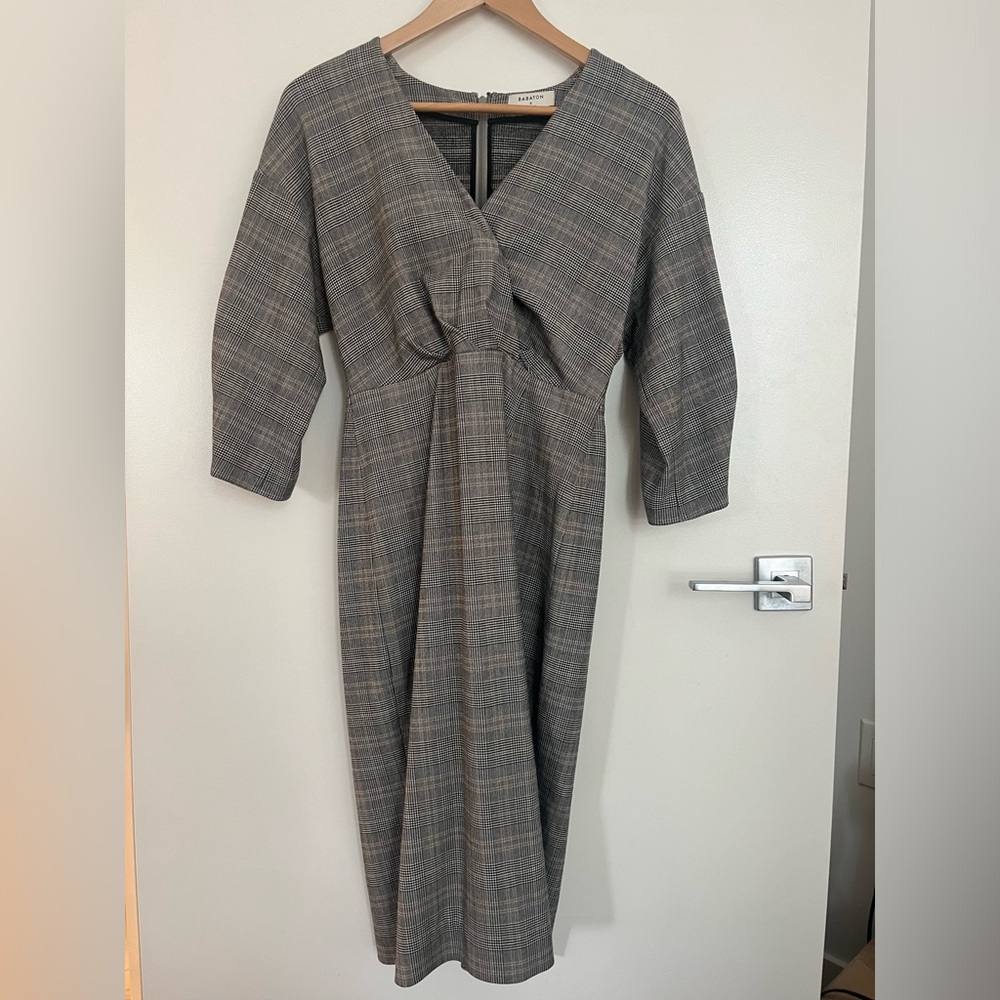 Babaton midi glen check dress (Size 2)